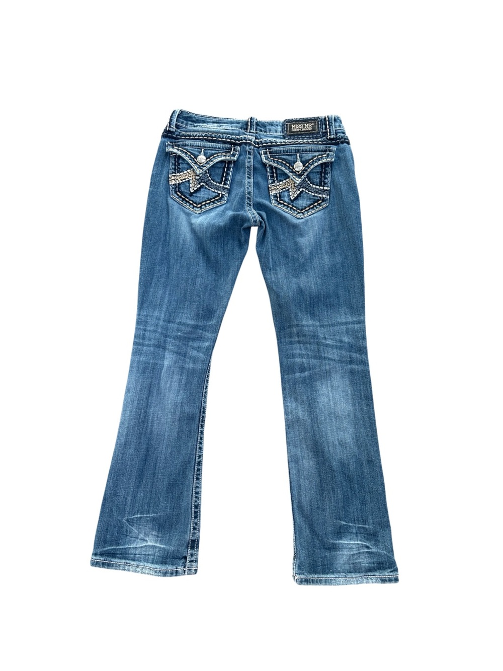 Miss Me Low Rise Flare Jeans Embellished Pocket Y2K